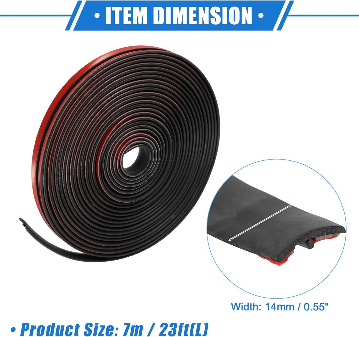 VekAuto Tira de sellado para parabrisas de automóvil, 0.551 in x 23.0 ft, tira universal para automóvil, camión, forma de T, a prueba de fugas,