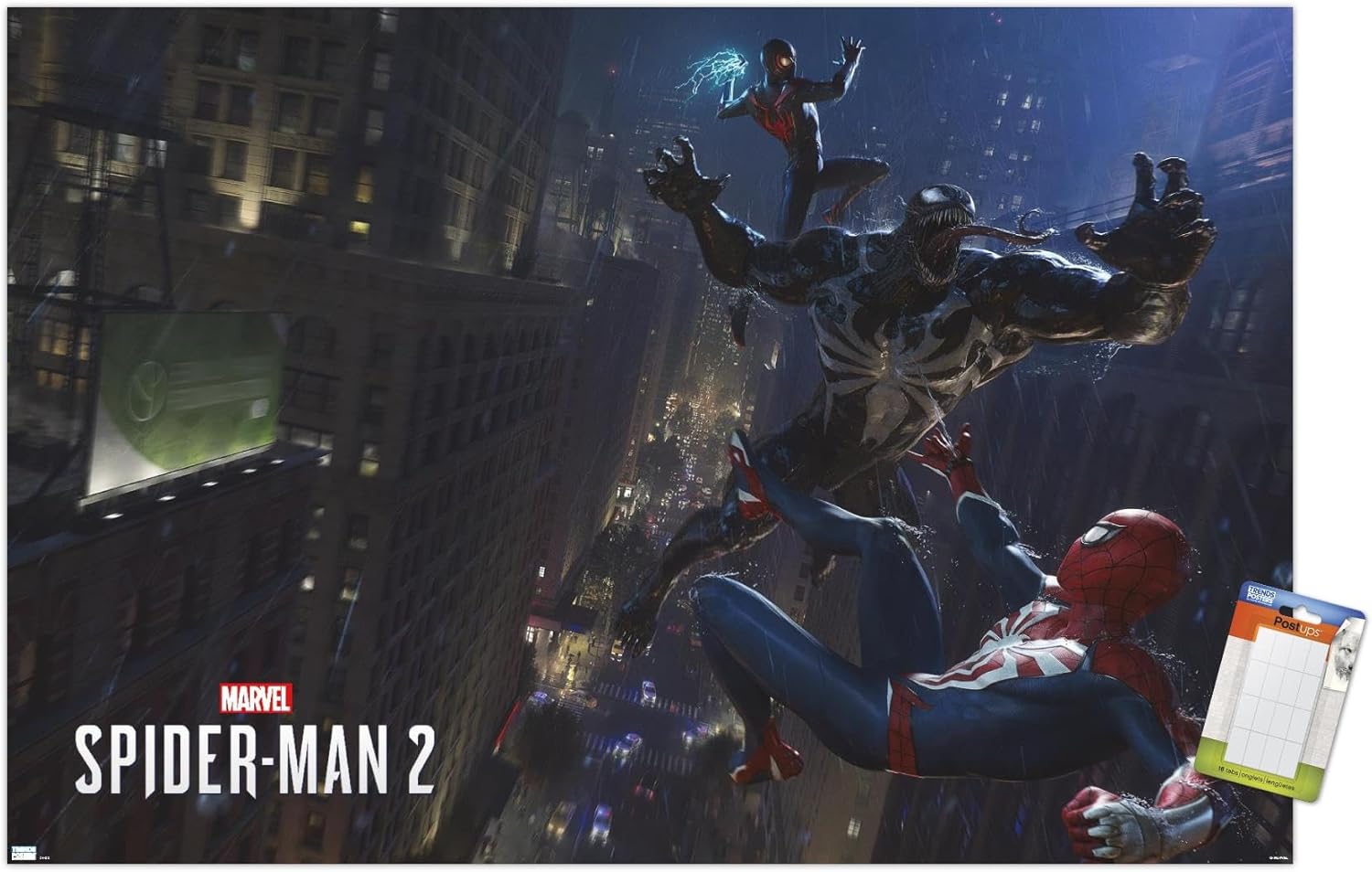 Trends International Marvel’s Spider-Man 2 – Póster de pared de lucha con veneno, 22.37 x 34.00 pulgadas, póster premium y paquete de montaje