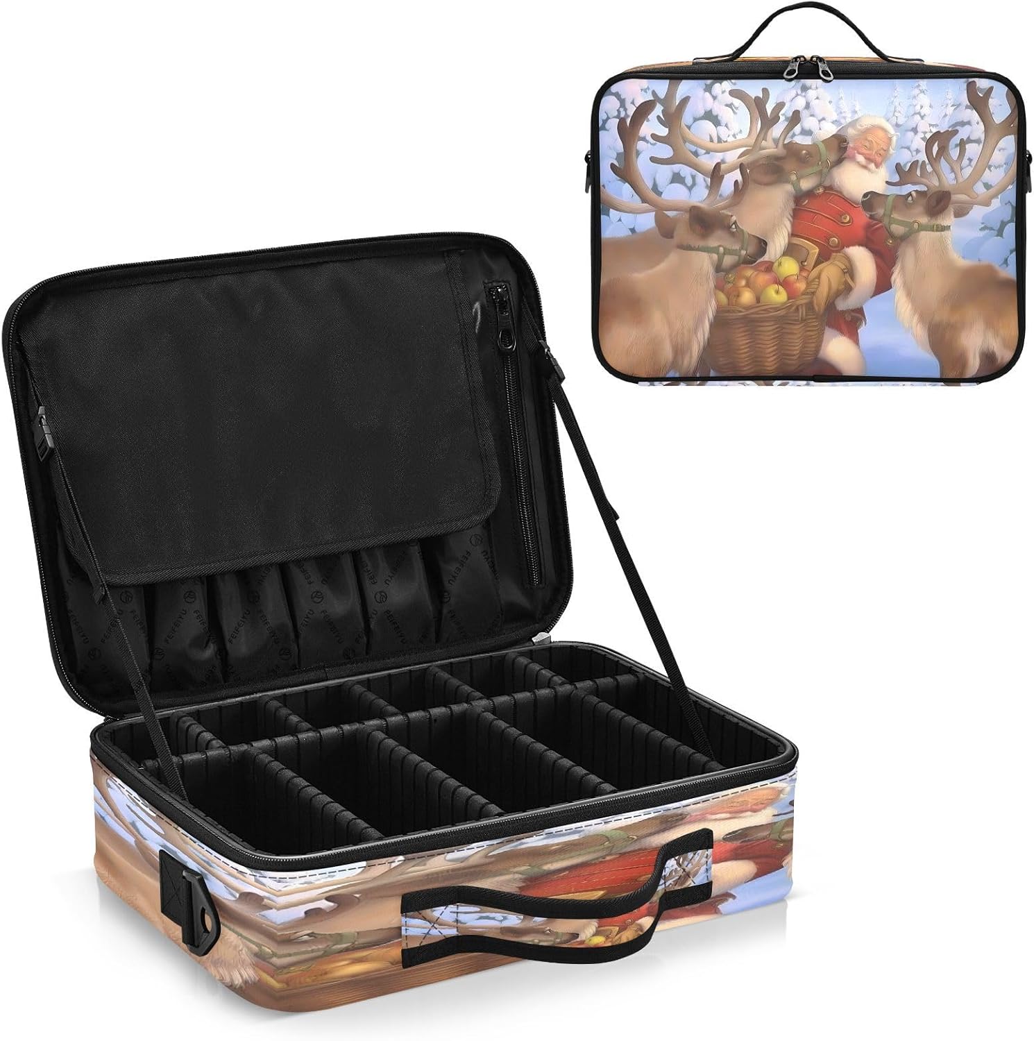 Zathe Santa Elk maquillaje de viaje portátil artículos de tocador cosméticos de apertura de viaje bolsa de maquillaje bolsa organizadora de
