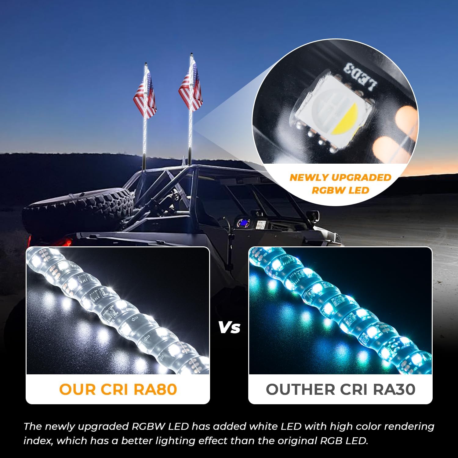 Luz LED blanca pura de 3 pies en espiral RGB Chase Light Offroad 360 Spiraling Rising Dream Wrapped Dancing Whips