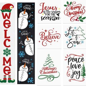 Plantillas de bienvenida de Navidad para pintar sobre madera, plantilla Let It Snow para letrero de porche, plantillas de dibujo de muñeco de nieve Plantillas de bienvenida de Navidad para pintar sobre madera, plantilla Let It Snow para letrero de porche, plantillas de dibujo de muñeco de nieve