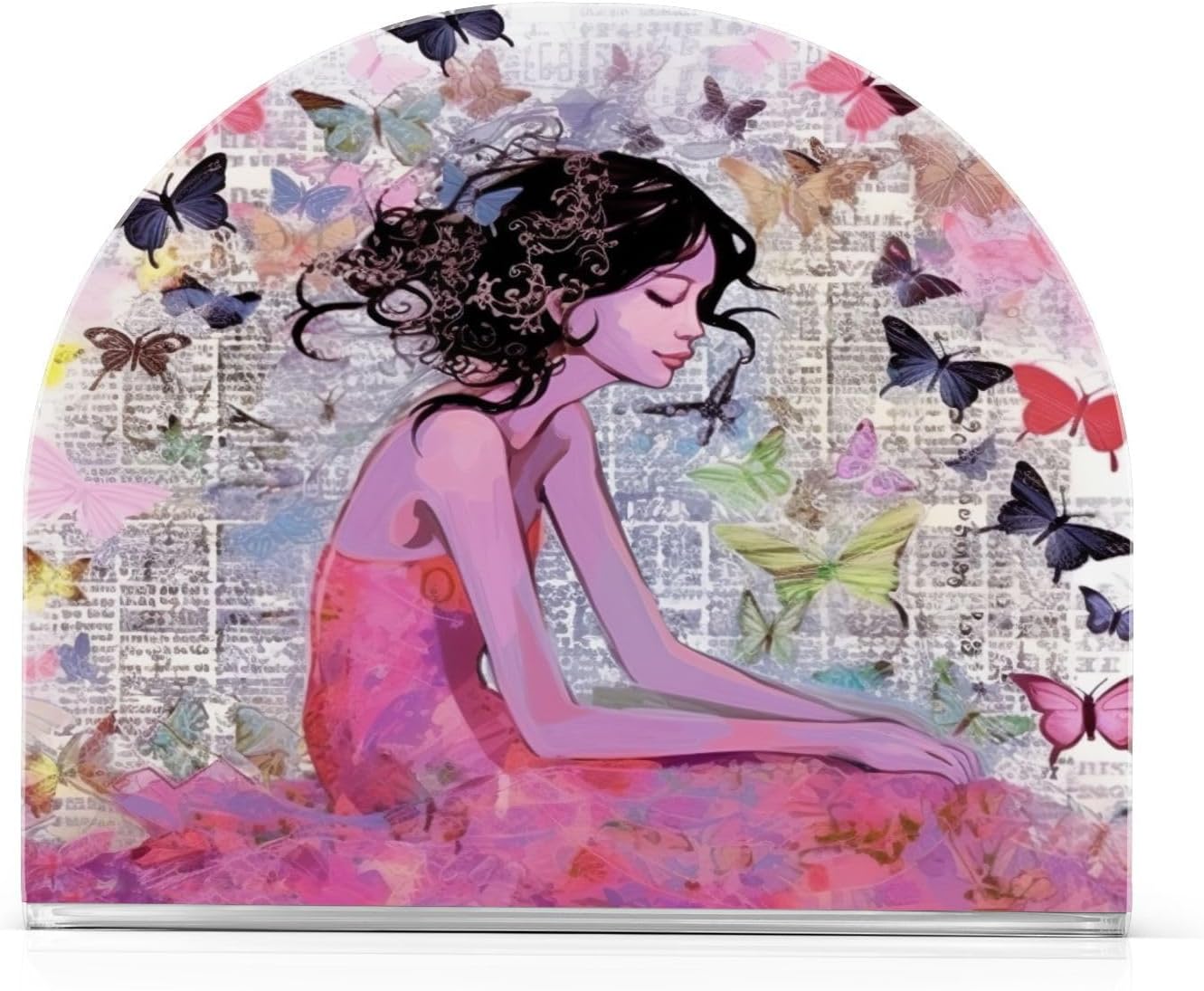 Napkin Holder Fairy Girl Butterfly Napkin Holders for Tables, Clear Acrylic Napkin Holders Cocktail Napkin Holder for Kitchen Restaurant Bar Home