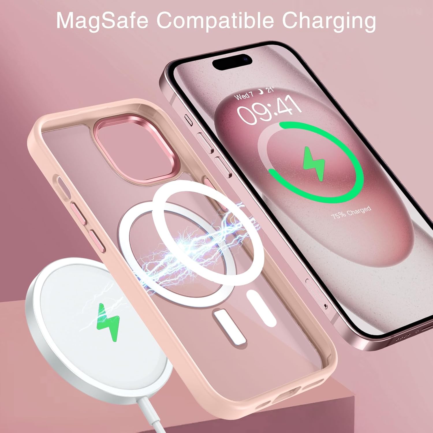 BENTOBEN Funda magnética compatible con iPhone 15, iPhone 15 compatible con MagSafe translúcida mate a prueba de golpes para mujeres y hombres,