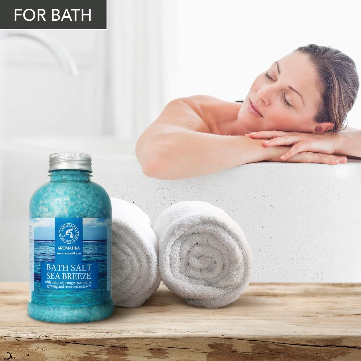 Bath Salt Sea Breeze de 21.16 onzas con aceites esenciales naturales, naranja, ginseng y algas marinas, lo mejor para un buen sueño, relajante,