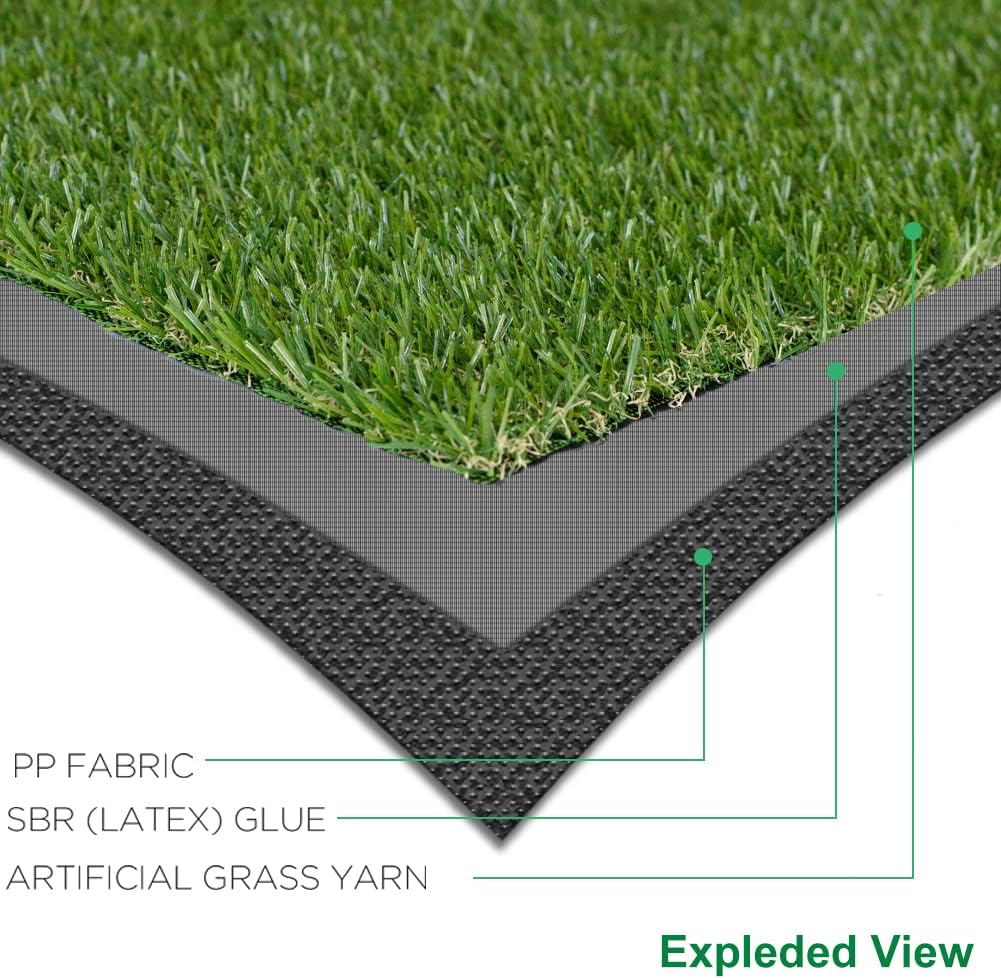 Césped artificial de 5 x 8 pies, 0.8 pulgadas de grosor, alfombra de césped sintético realista de altura suave para exteriores, mascotas, perros,