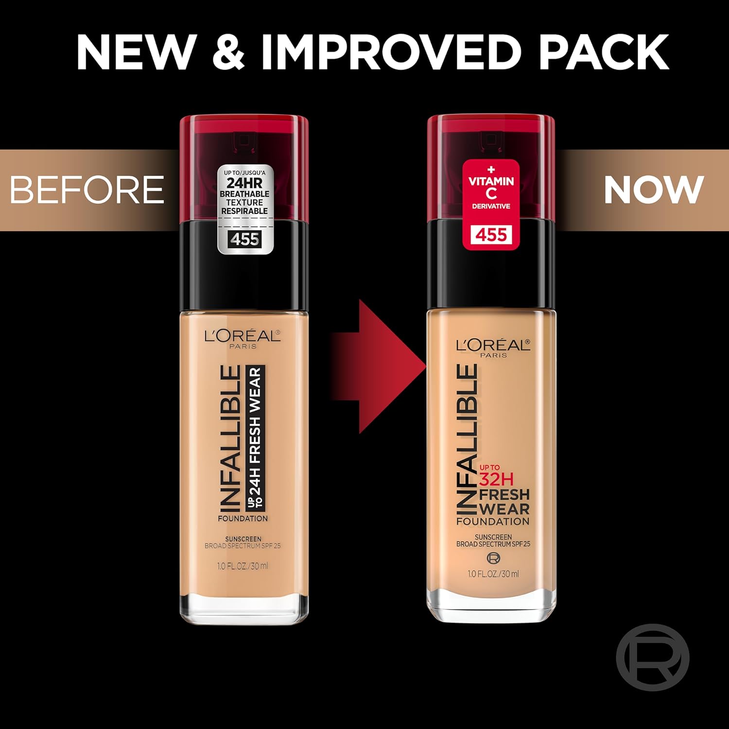 L’Oreal Paris Infallible – Base de maquillaje resistente por hasta 24 horas, tono sol dorado, 1 onza líquida