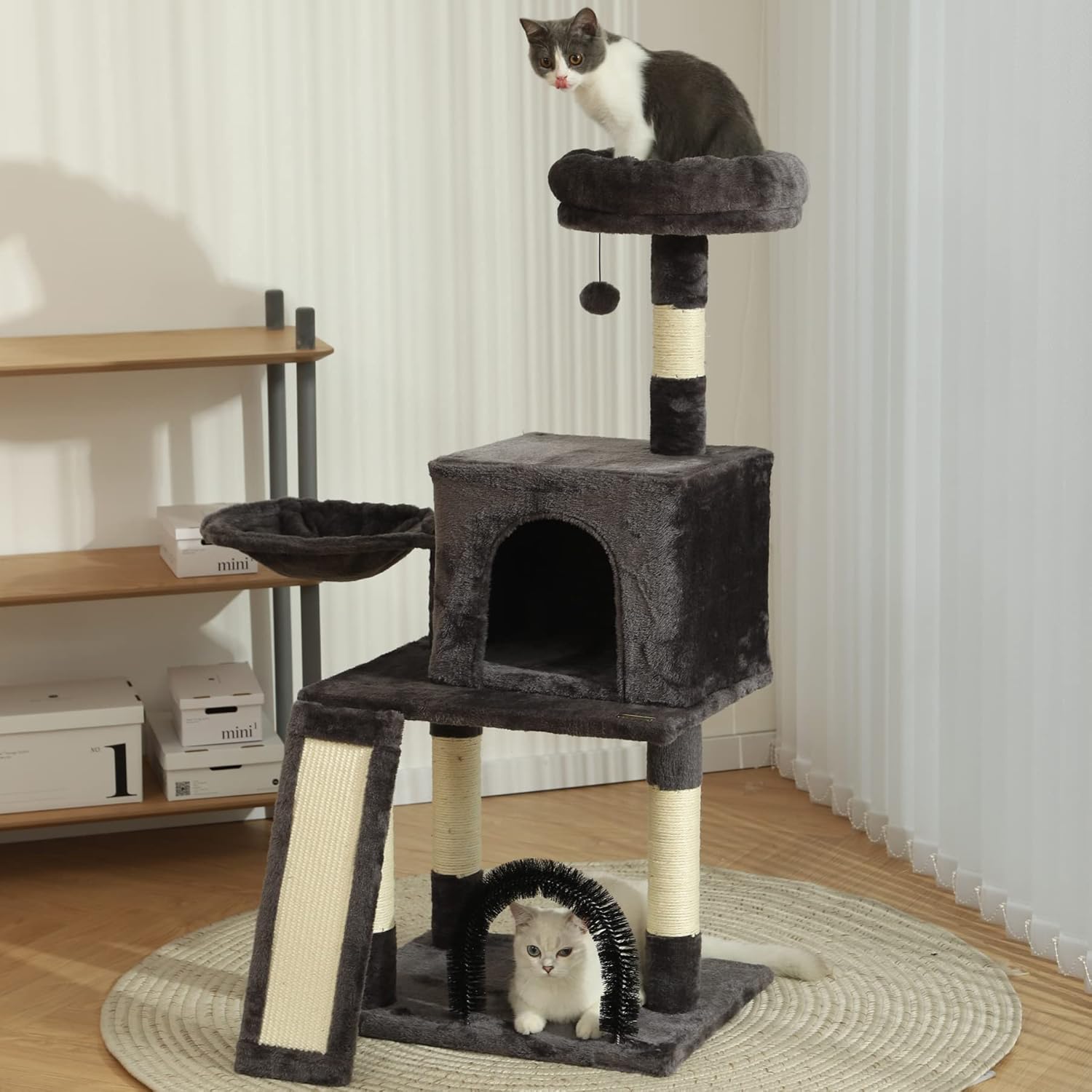 HOOPET Árbol para gatos, torre para gatos de 44 pulgadas para gatos de interior, centro de actividades para gatos de varios niveles con postes y