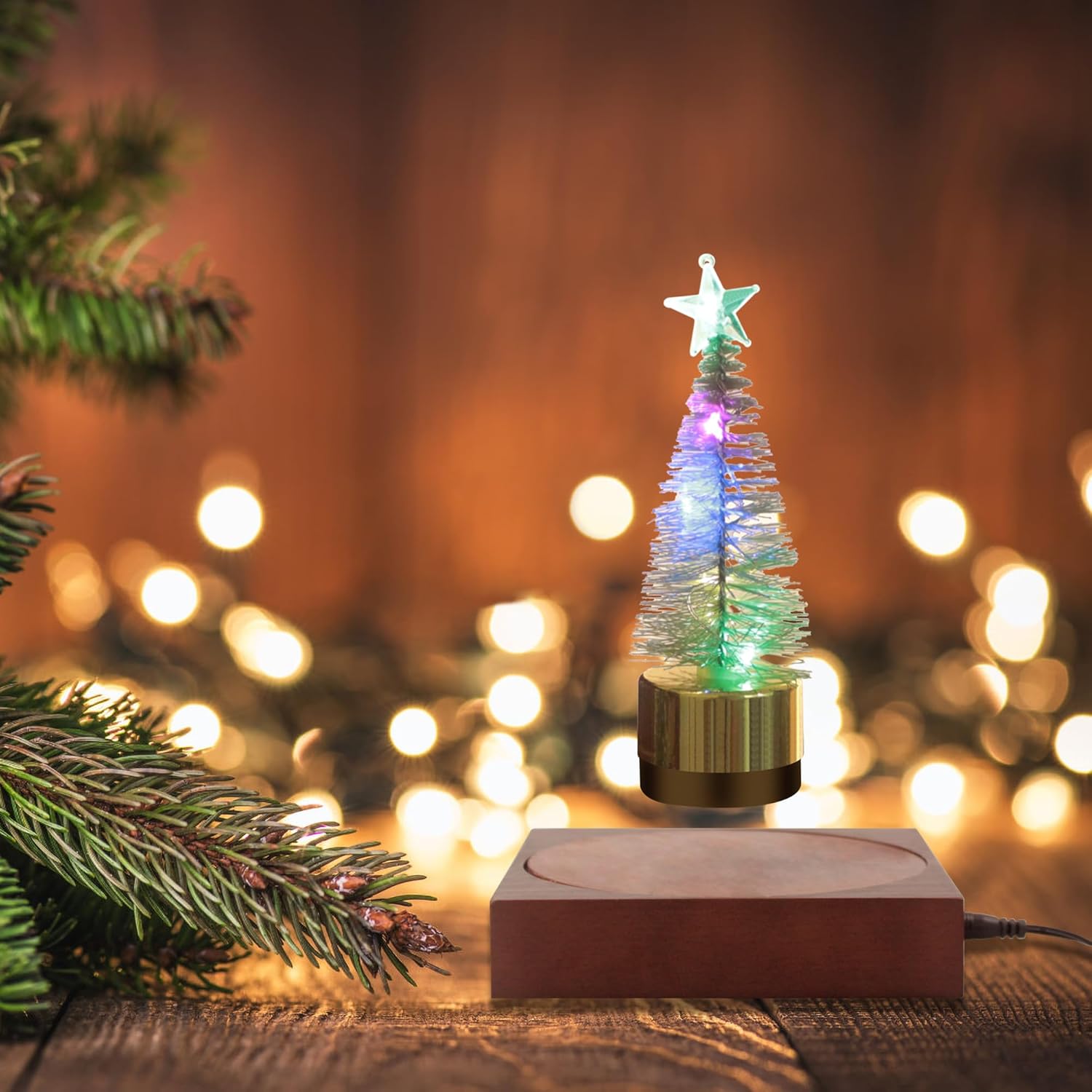 Lámpara de árbol de Navidad de levitación, lámpara decorativa flotante y giratoria en el aire libremente para regalos creativos únicos de Navidad,