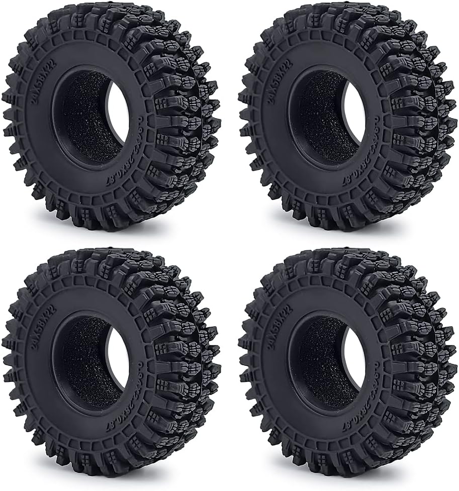 4 neumáticos 1.0 para terreno de barro de goma suave de 2.283 in para 118 Tra-xxa Trx4m 124 Axial SCX24 RC Crawler Car, B