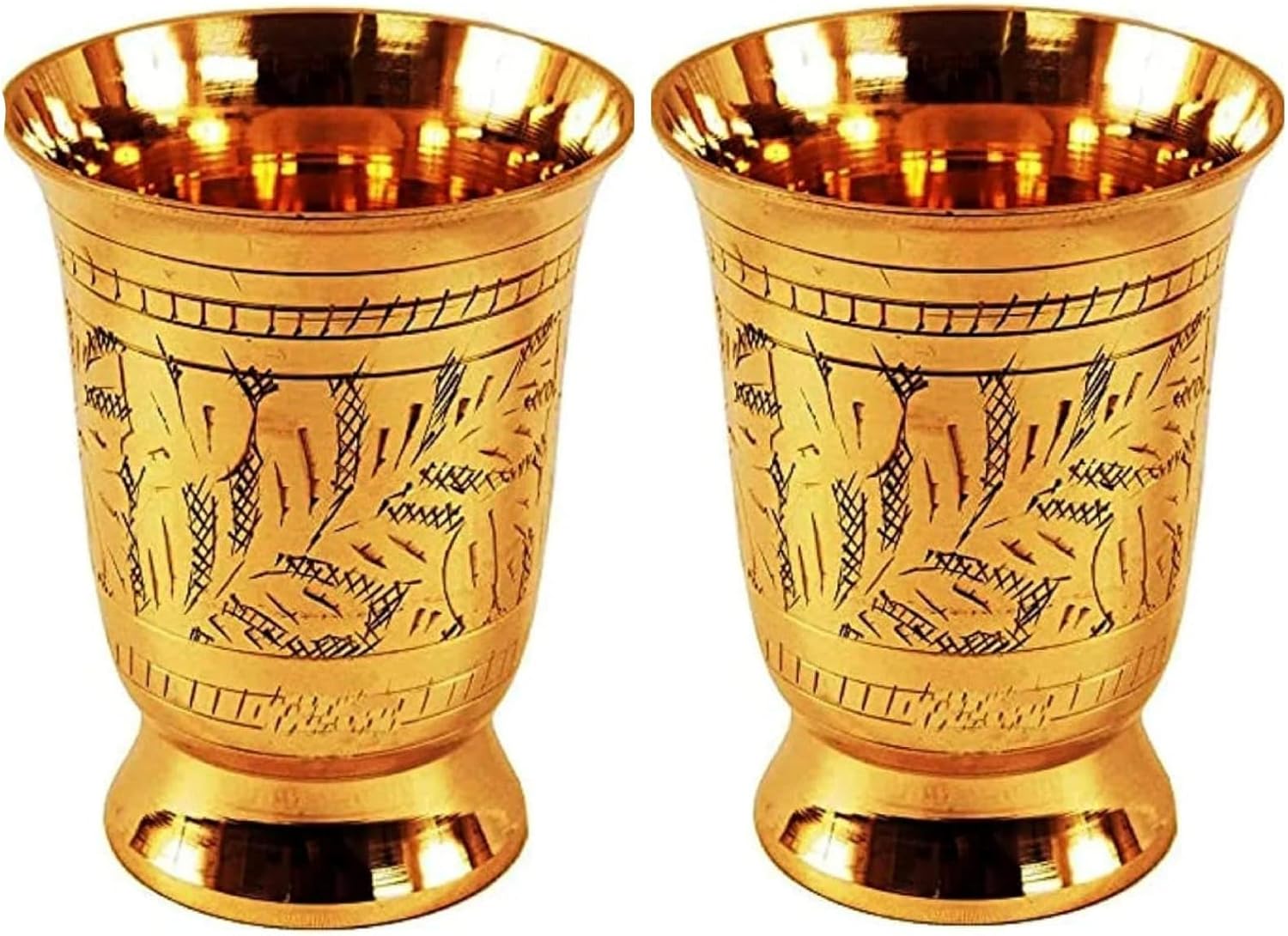 BONA FIDE Copa de latón puro, copa de julepe de latón, copa de latón puro de alta calidad, copas de champán de copas, juego de 2 vasos de diseño en