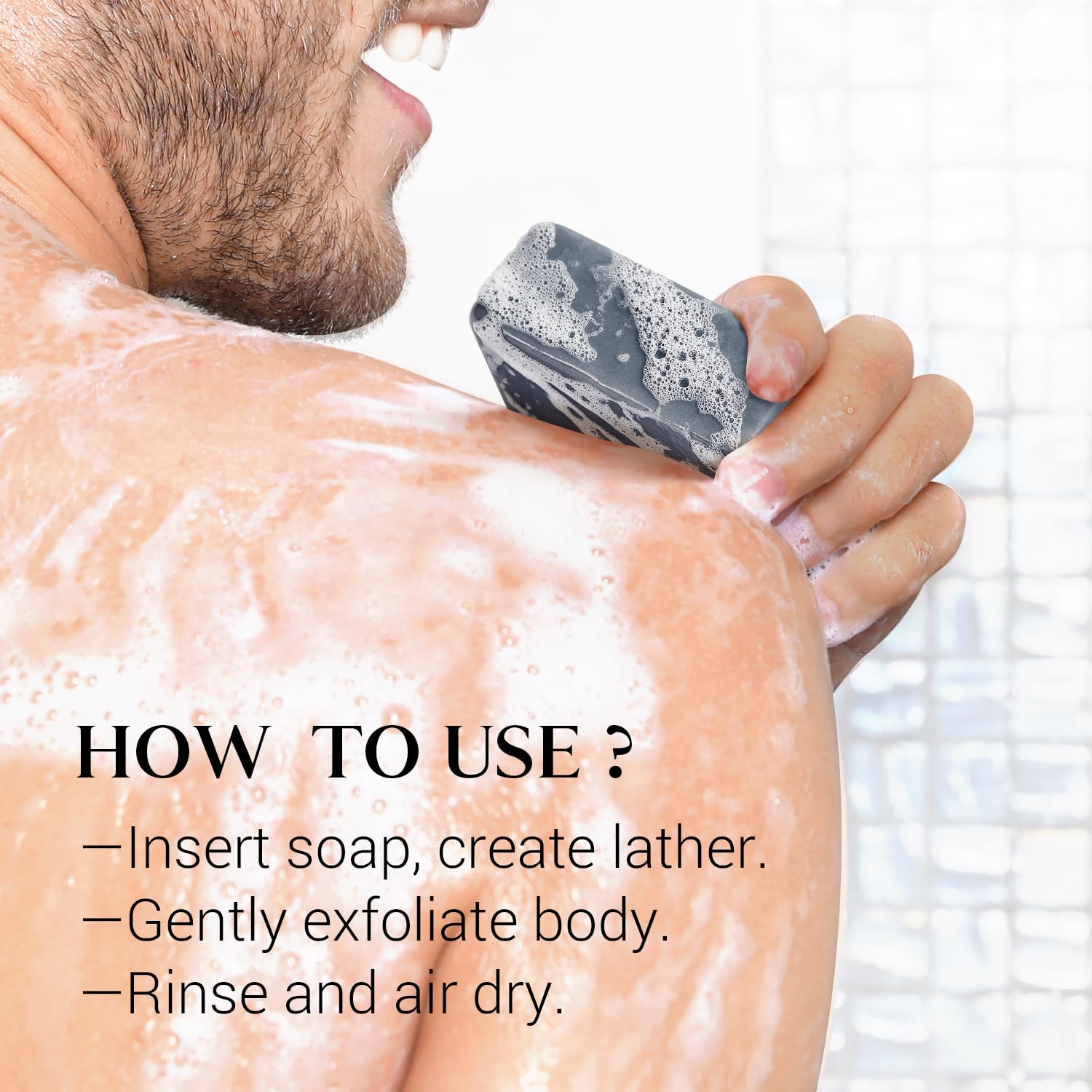 Jabón de barra natural para hombre, paquete de 3 unidades, jabón hidratante hecho de aceites naturales, viene con protector de jabón, sin productos