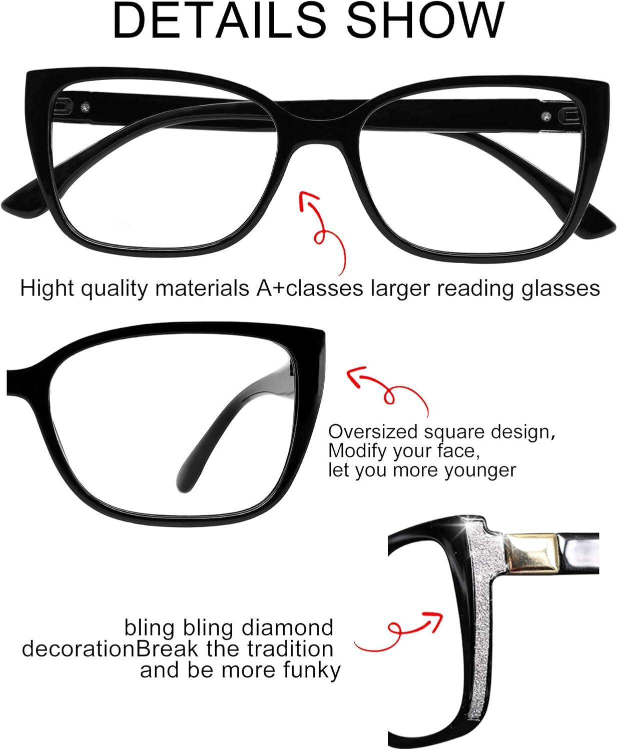 OCCI CHIARI Gafas de lectura para mujer de 1,0, 1,5, 2,0, 2,5, 3,0, 3,5, 4,0, 5,0, 6,0, 1,25, 1,75, 2,25, 2,75