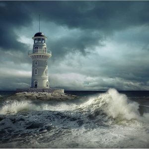 Pintura de faro de fantasía, pintura dramática por números, 16 x 20 pulgadas, lienzo para bricolaje, pintura al óleo del océano tropical, para Pintura de faro de fantasía, pintura dramática por números, 16 x 20 pulgadas, lienzo para bricolaje, pintura al óleo del océano tropical, para