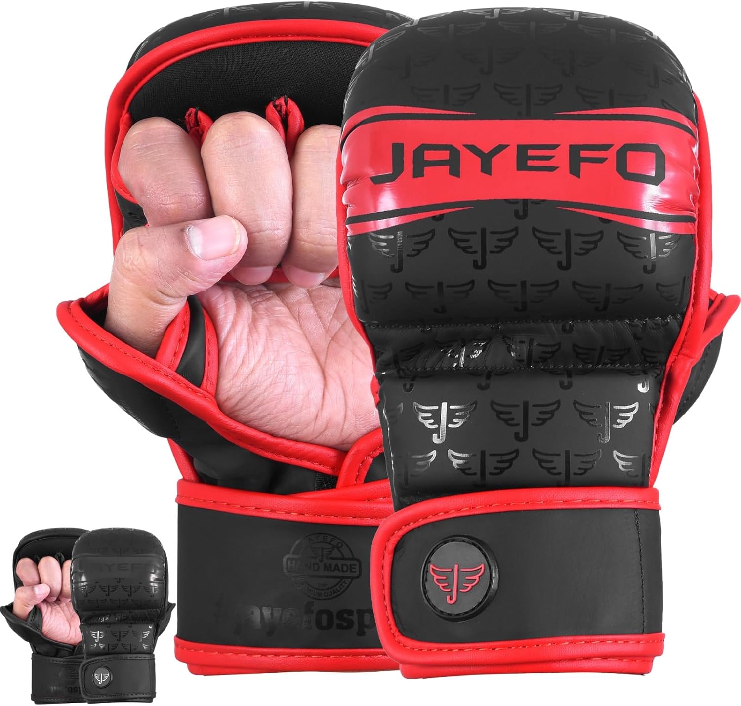 Jayefo Guantes MMA  Guantes de entrenamiento y agarre de palma abierta  Artes marciales para hombres y mujeres  Soporte de muñeca  Deportes de
