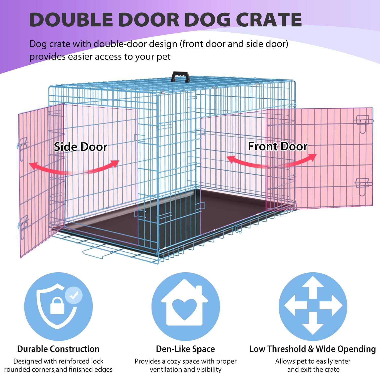 Petmate – Jaulas plegables de alambre de metal, de 30 pulgadas, para perros grandes, para exteriores e interiores, con doble puerta, bandeja