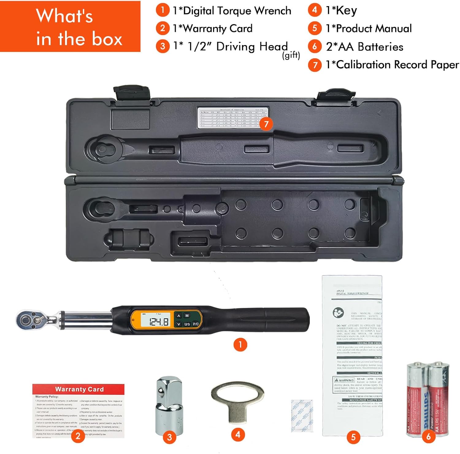 SUGPV Llave dinamométrica digital profesional de 38 pulgadas, 8.1 a 135 Nm (5.9 a 99.6 pies-libras), herramienta automática de precisión con