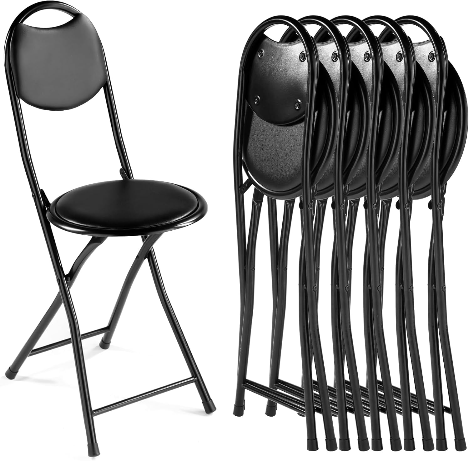 Taburete de bar plegable de 12 pulgadas, acolchado y acolchado, con parte trasera, sillas plegables de altura de mostrador portátil, silla plegable