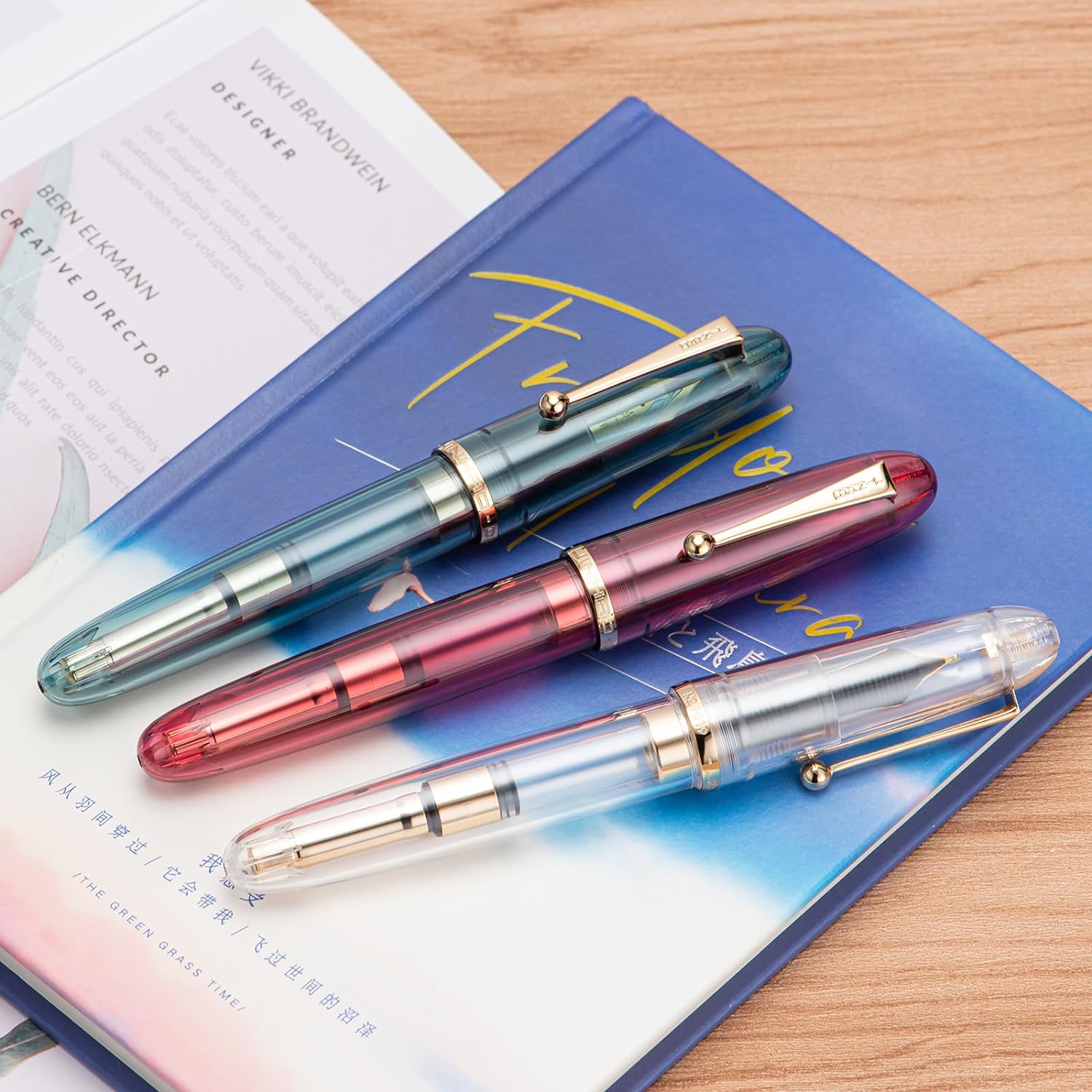 Jinhao 9019 DaDao Series – Pluma estilográfica, tamaño 8, punta fina con convertidor de tinta grande recargable, diseño acrílico transparente y