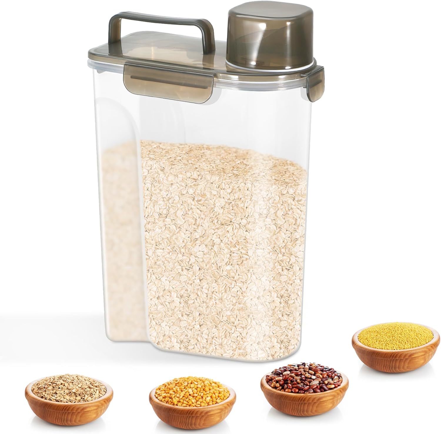 TBMAXS Recipiente de almacenamiento de arroz de 10 libras, dispensador hermético de alimentos con boquilla grande y taza para arroz, cereales,