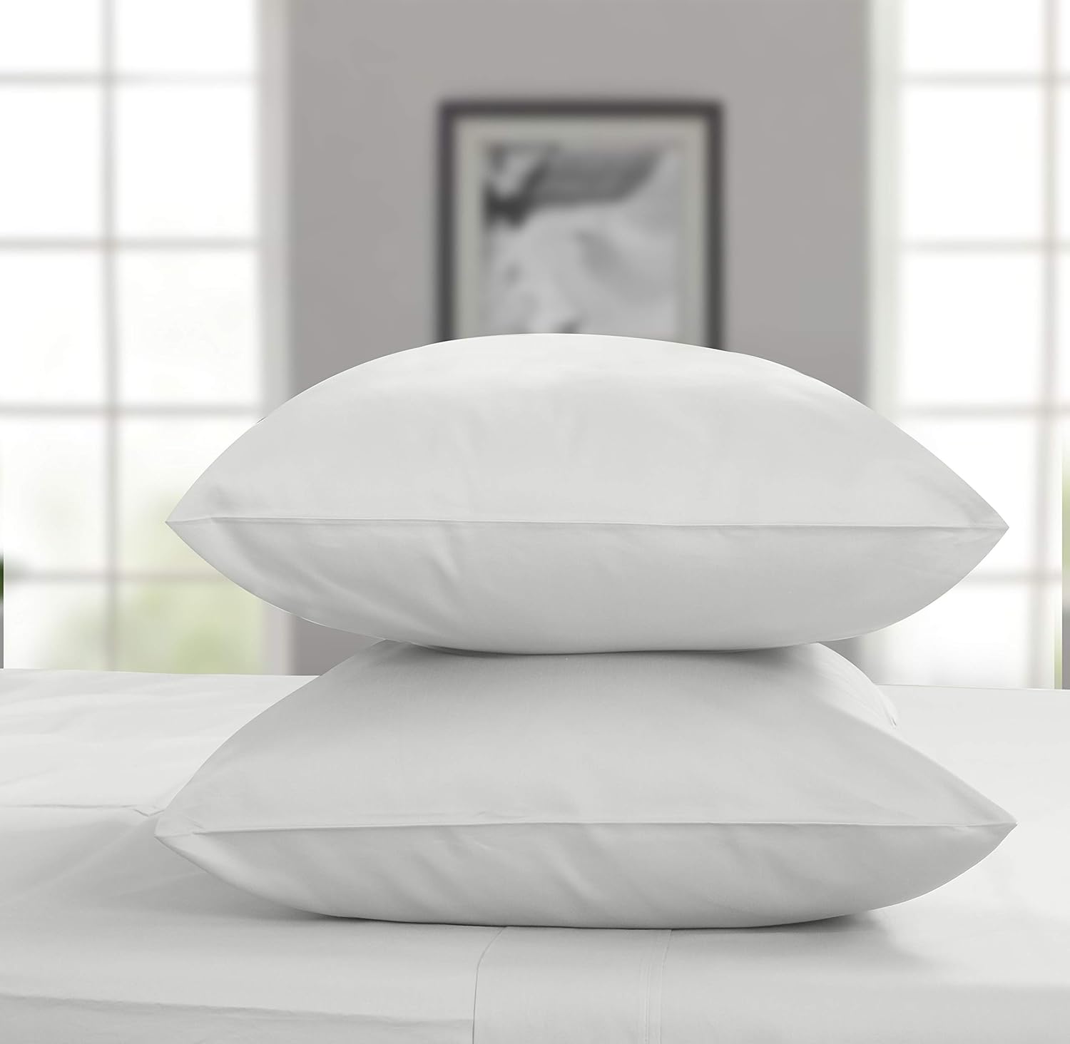 Threadmill Home Linen Bedding – Juego de sábanas de 300 hilos, 100 % algodón, juego de cama de lujo, 4 piezas, tejido de satén suave, color blanco,