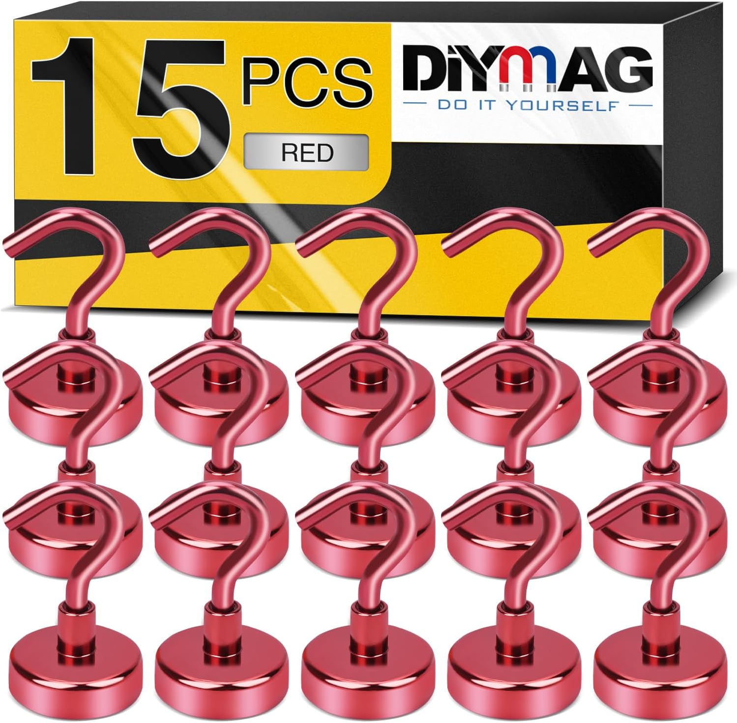 DIYMAG Ganchos magnéticos, 25 libras fuertes y resistentes, imanes de crucero en forma de S, para aula, refrigerador, colgar, cabañas, parrilla,