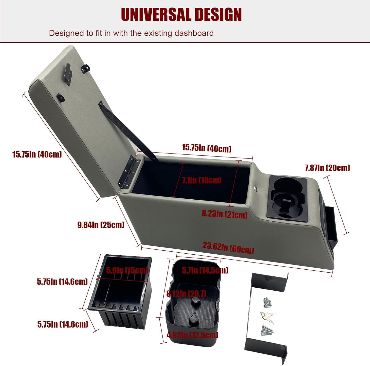 31515 Consola central de bloqueo de lujo compatible con Jeep CJ-5 1976-1983, CJ-7 1976-1986, Wrangler YJ 1987-1995 (gris)