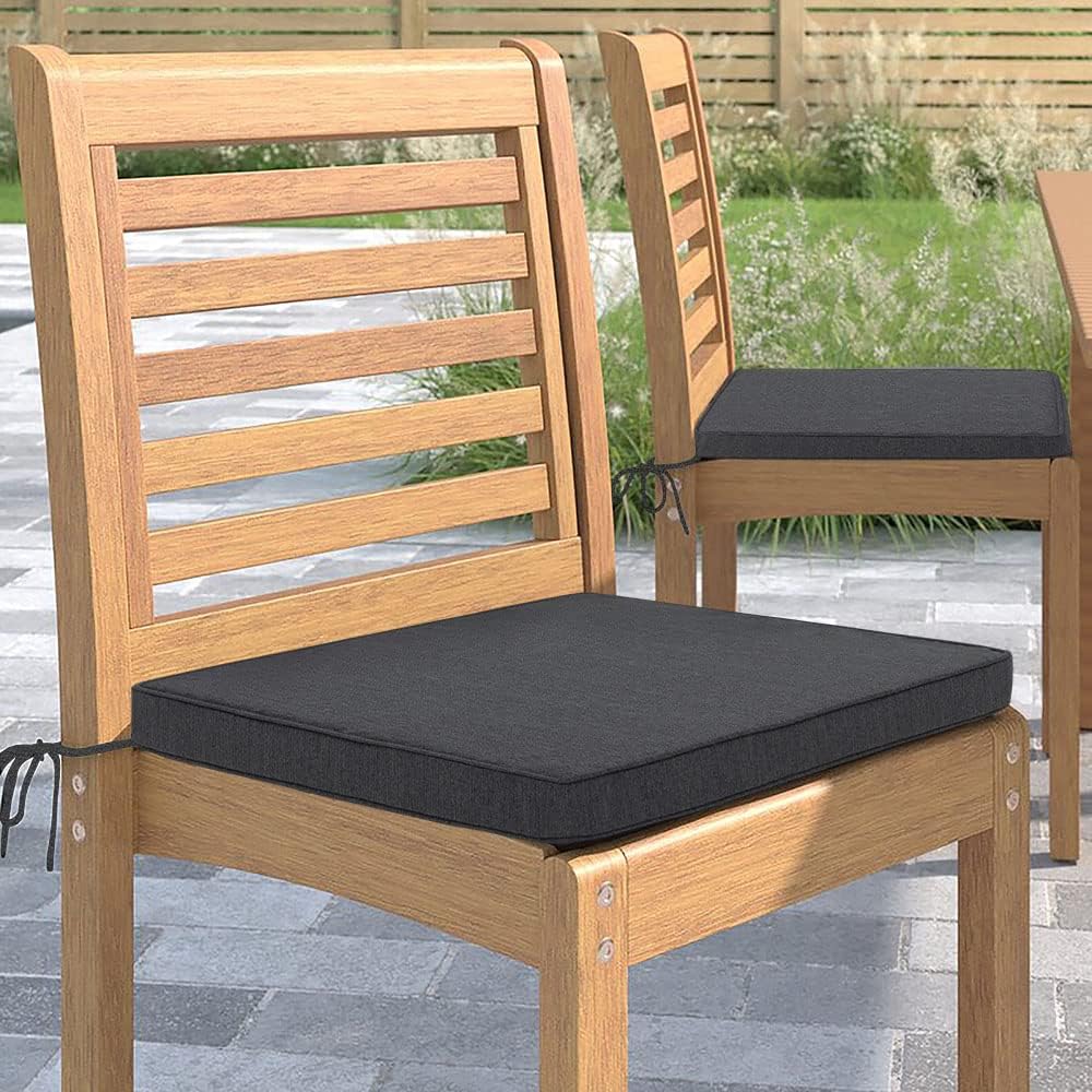 Cojín de asiento de esquina cuadrada, 18 x 18 x 2.5 pulgadas, paquete de 2, impermeable, para interiores y exteriores, resistente a la intemperie,