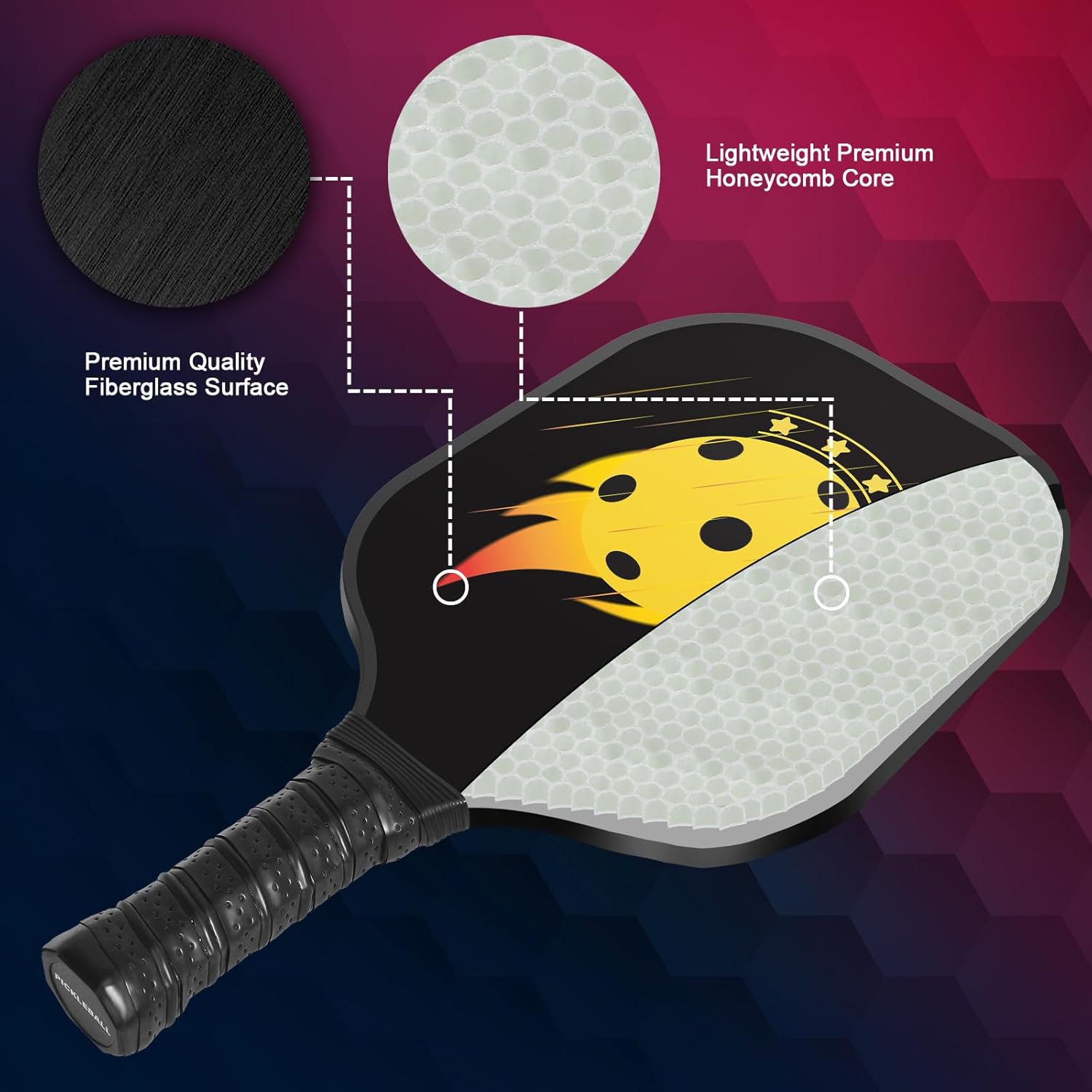 Juego de palas de pickleball  2 paletas de fibra de vidrio, 4 bolas, bolsa de transporte  Juego de paletas de pepinillo compatible con USAPA,