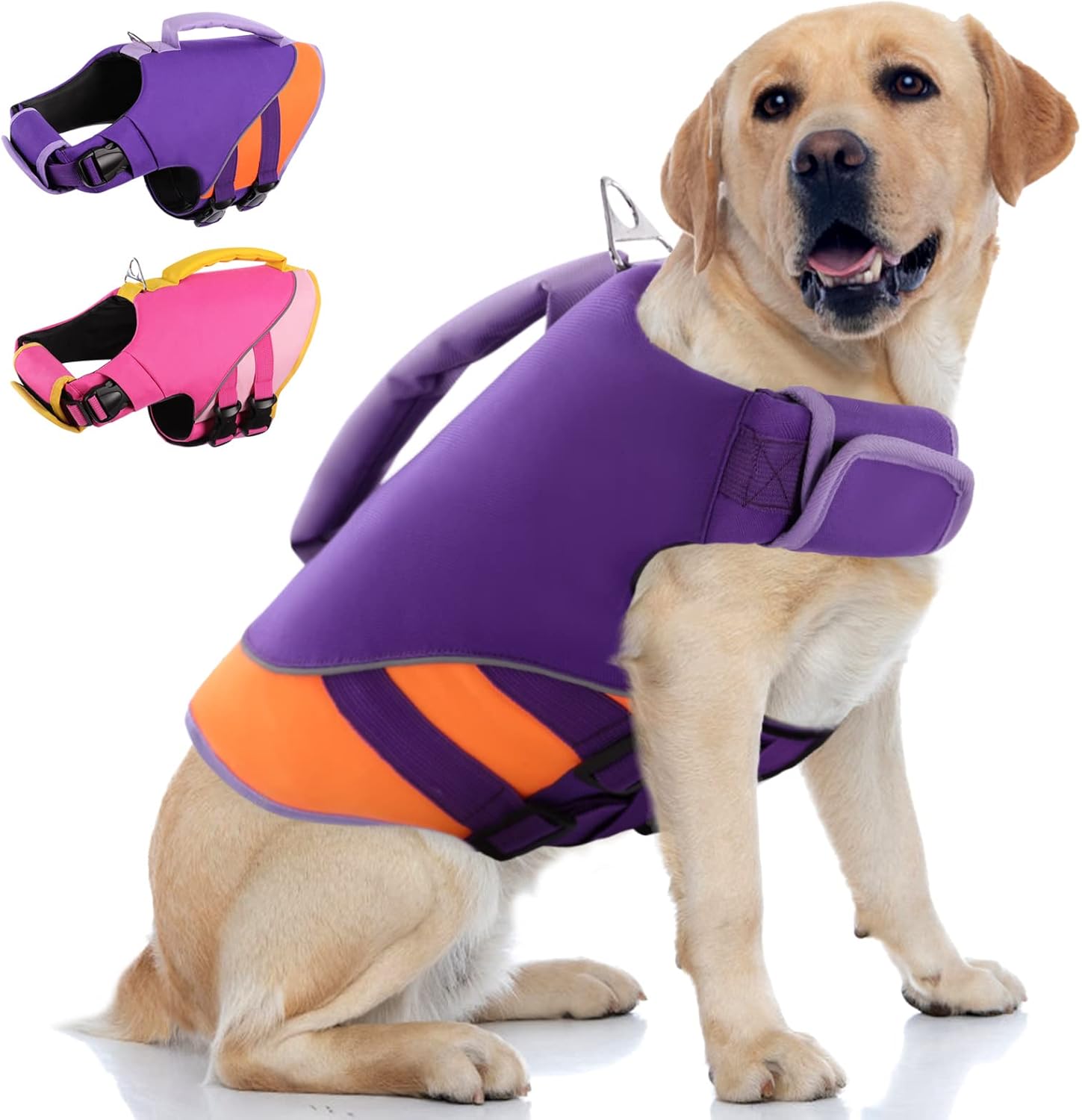 Queenmore Chaleco salvavidas para perros, para nadar, navegar, chaleco salvavidas para perros grandes y medianos, chaleco salvavidas para mascotas