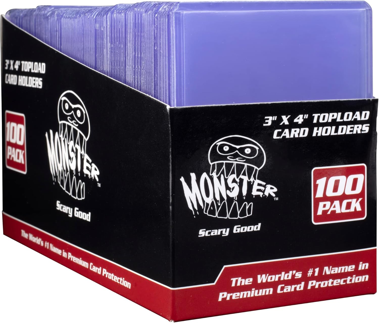Monster Top Loaders para tarjetas coleccionables  100 unidades de 3 x 4 pulgadas, protector de tarjetas de plástico duro transparente compatible con