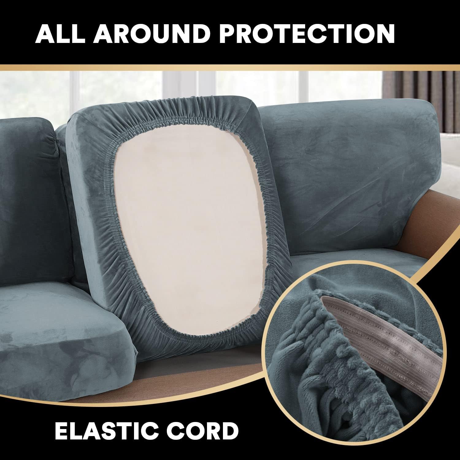 PrinceDeco Fundas para sillas de terciopelo de varias piezas, fundas de cojín para sofá, fundas de cojín lavables, fundas de cojín de asiento y