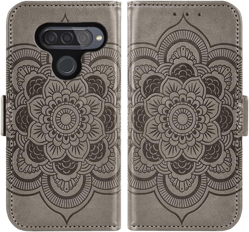 Asuwish Compatible con LG Q70 – Funda tipo cartera y protector de pantalla de vidrio templado, funda de cuero con tapa para tarjetas de crédito,