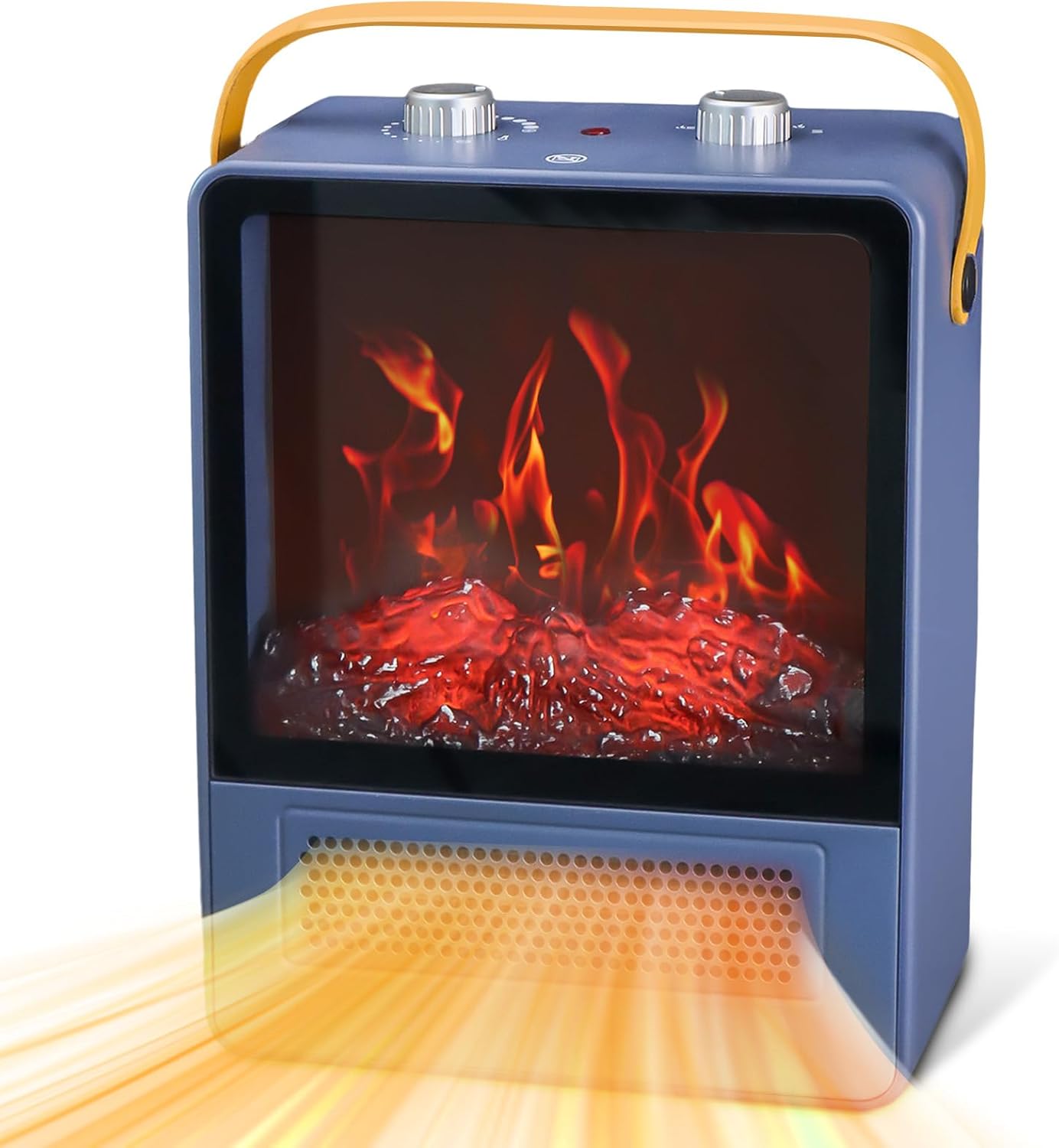 Calentador eléctrico de chimenea, calentador de espacio portátil de 1500 W, chimenea con efecto de llama 3D realista y protección de seguridad