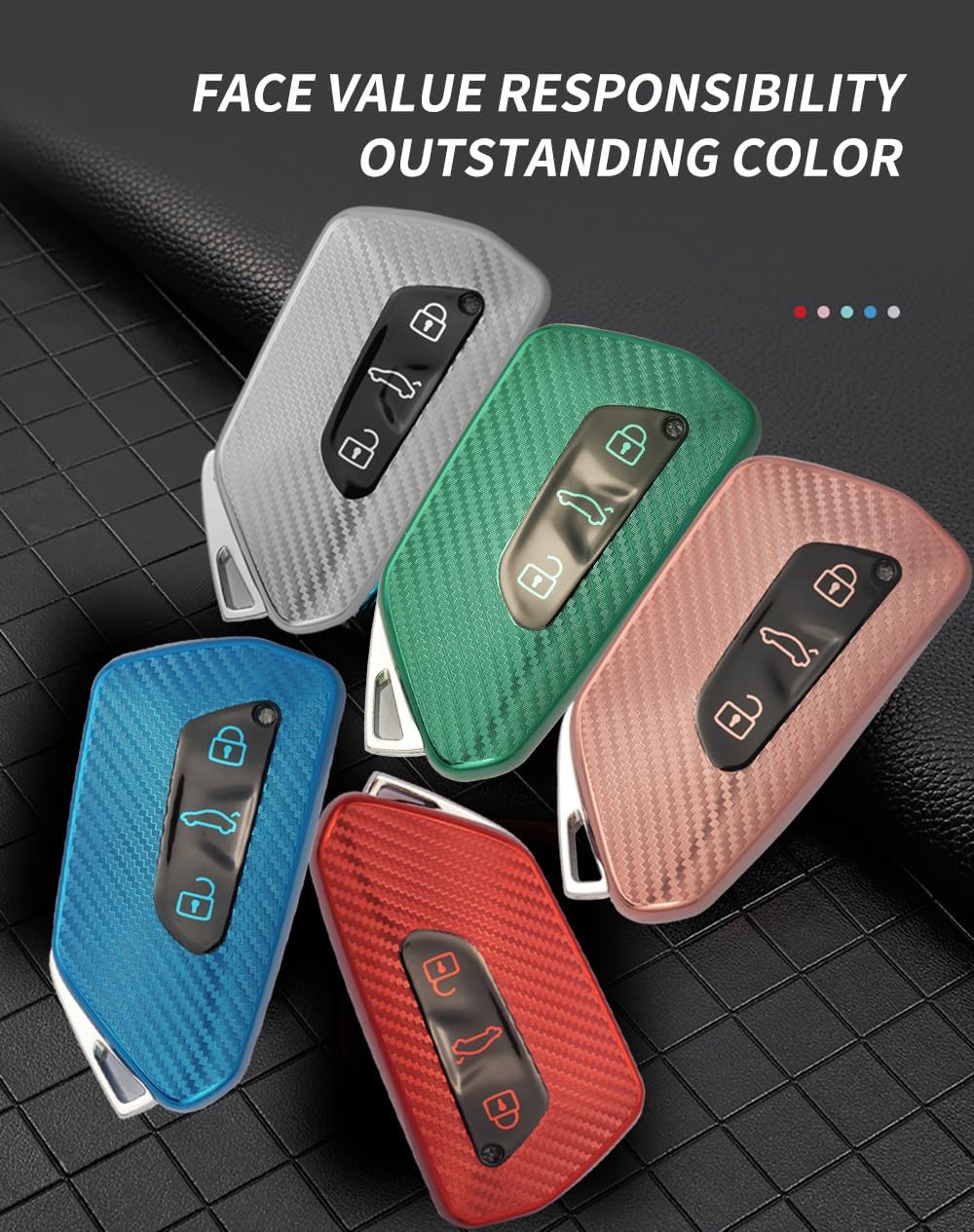 HIBEYO Funda de llavero de TPU suave para VW Volkswagen ID3 ID4 MK8 Golf 8 GTI Skoda Octavia Accessoreis Smart Car Remote Key Fob con llaveros para