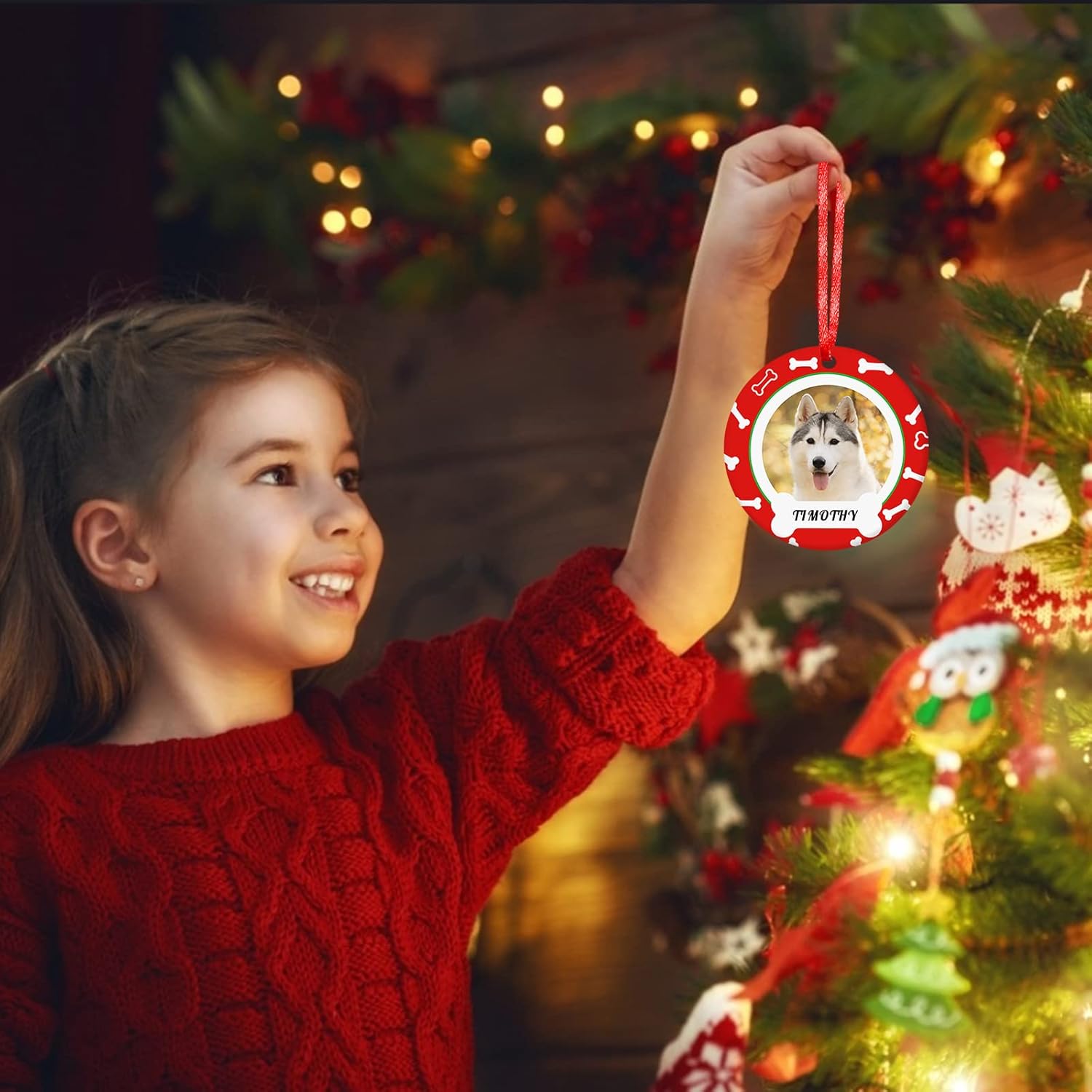 Personalized Christmas Ornaments with Dog Cats Pets 2022 Custom Pet Memorial Photo Ceramic Christmas Ornament Customized Christmas Ornament Dogs