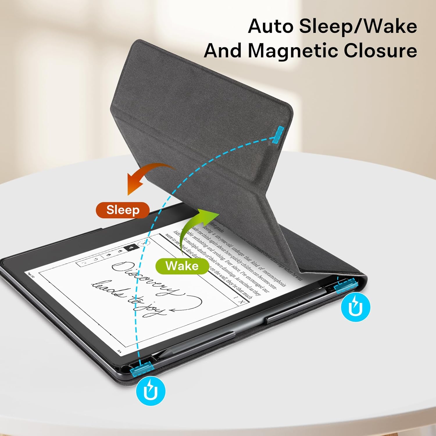 CoBak Funda con soporte para Kindle Scribe  Funda de piel prémium con soporte para bolígrafo, función de apagado y encendido automático y función de