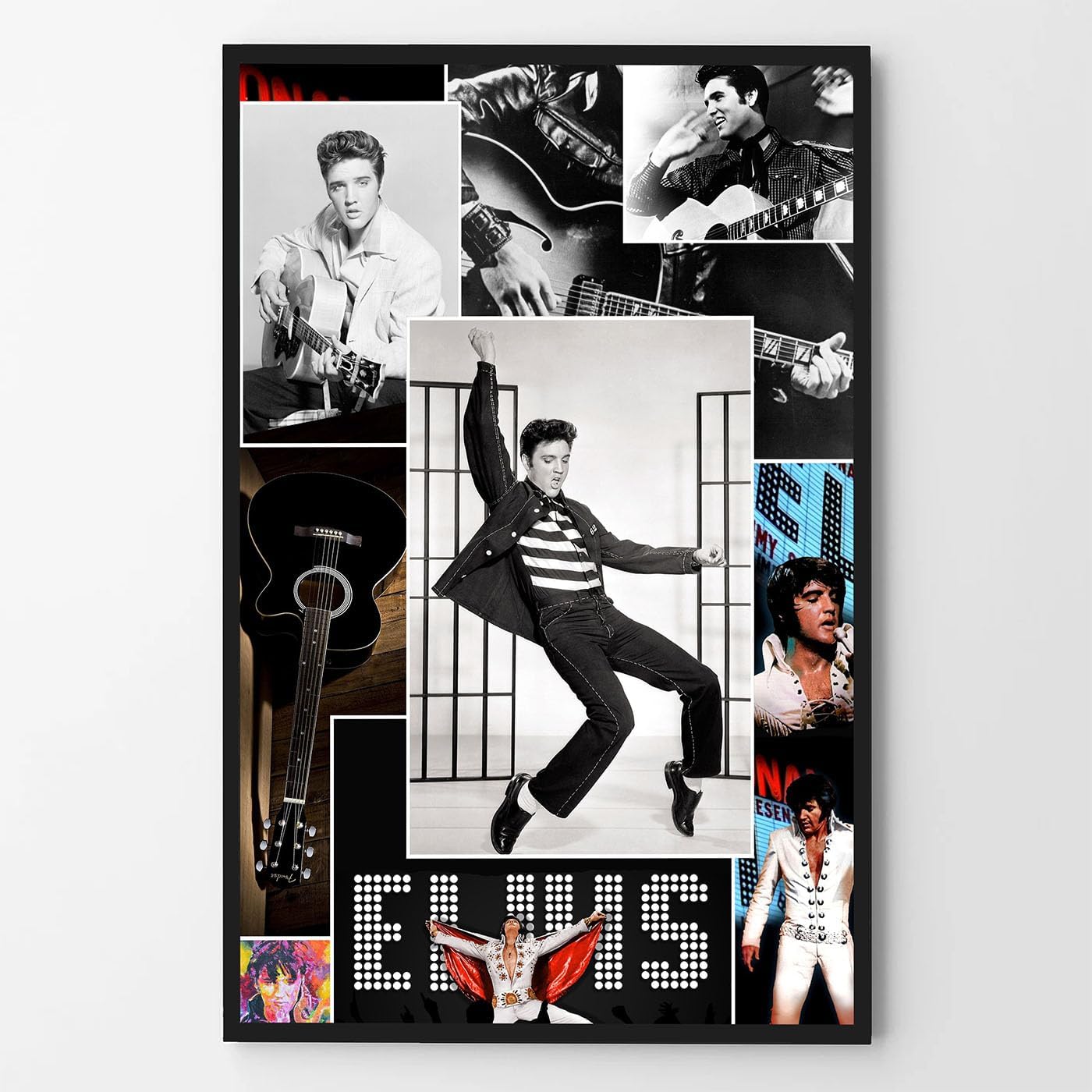 Póster de collage de tributos, póster impreso de 11 x 17 pulgadas, sin marco, brillante, Elvis para pared, decoración de la cárcel