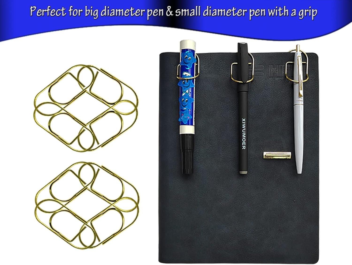 10 soportes para bolígrafos, soporte autoadhesivo para bolígrafos, soporte de acero inoxidable, clips para bolígrafos, lazo elástico para cuadernos,
