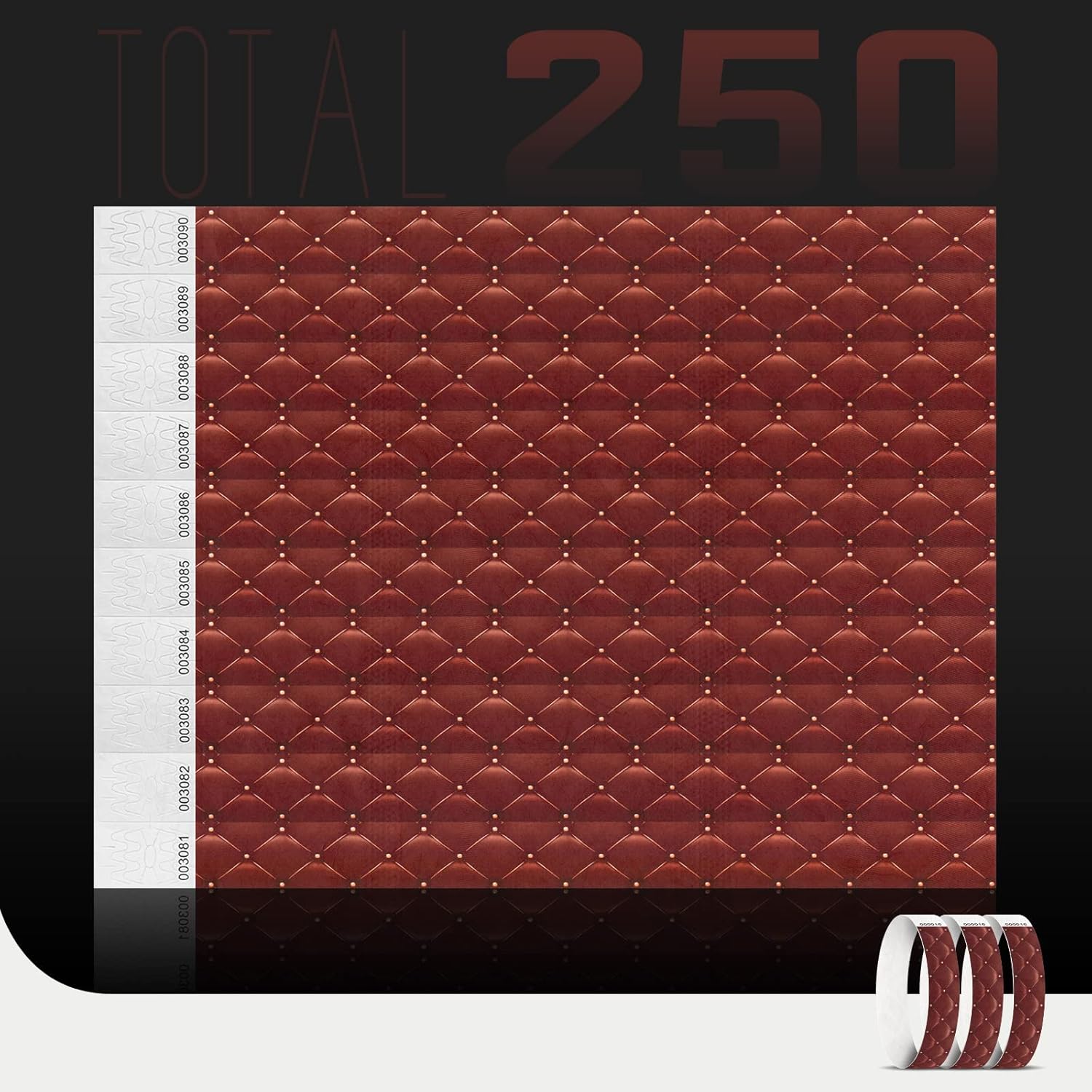 Tyvek – Pulseras para eventos, diseño creativo clásico colorido de 34 pulgadas, paquete de 250 pulseras para fiestas, grupos, formación de equipos e