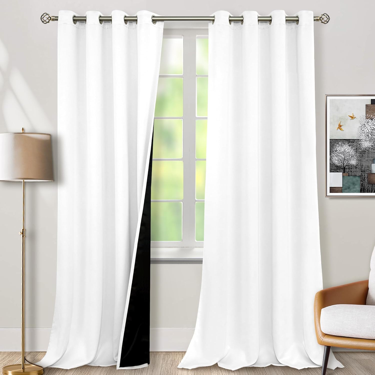 BGment – Cortinas con aislamiento térmico para habitación, 100% opacas, con forro negro, cortina de doble capa con ojales, reduce el ruido (52 x