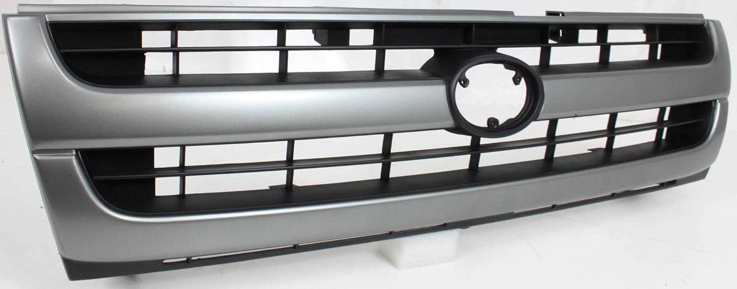 Evan-Fischer – Conjunto de parrilla compatible con Toyota Tacoma 1997-2000 con carcasa plateada pintadainserto negro pintado 2WD