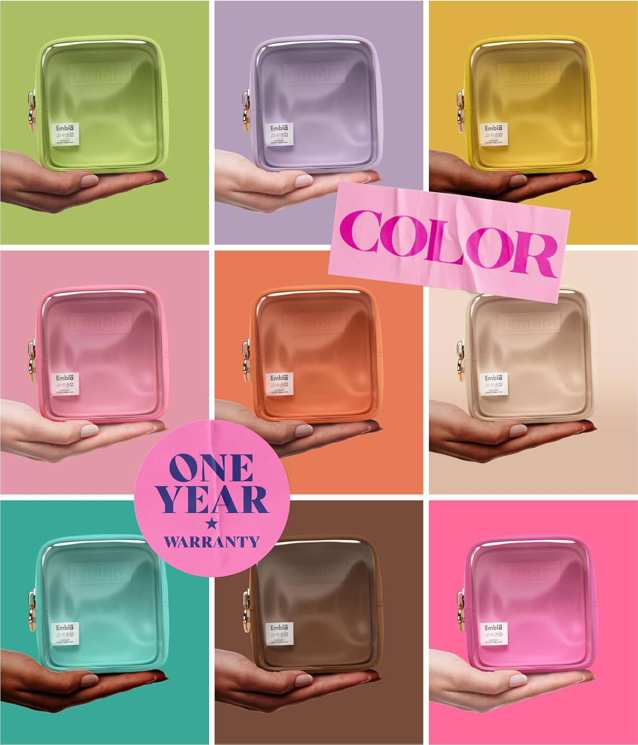 Embla Bolsa de maquillaje transparente para mujer, bolsa de cosméticos transparente, bolsas de cosméticos con cremallera, lindas bolsas de nailon