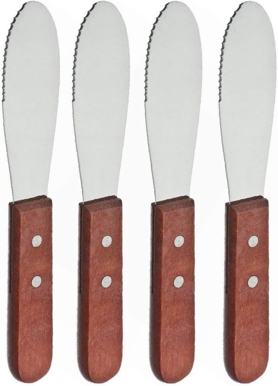 Adorox Cuchillos de cocina anchos de acero inoxidable para sándwiches, mantequilla y queso (juego de 4)