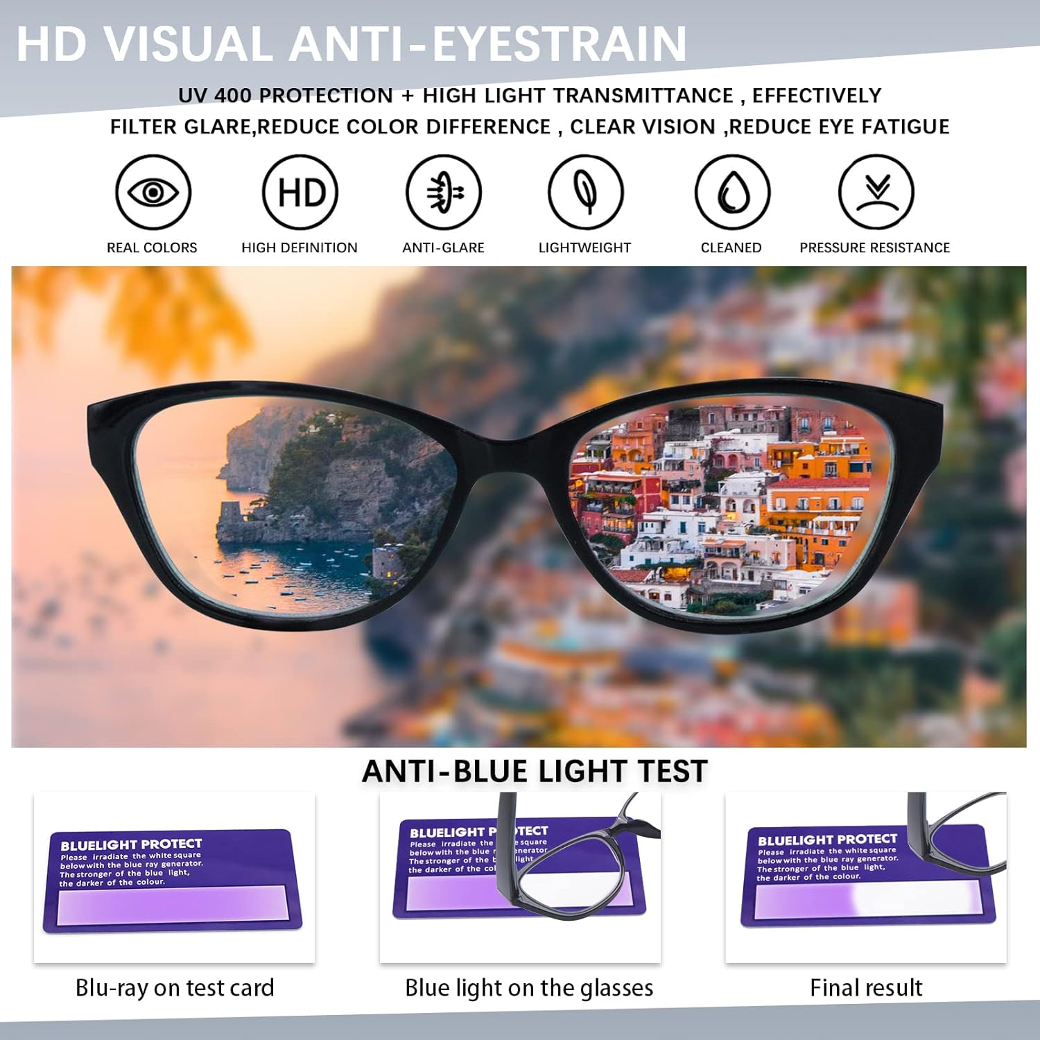 COJWIS Paquete de 5 lentes de lectura para mujeres y hombres, bloqueo de luz azul, para lectura frente a la computadora con bisagra de resorte,