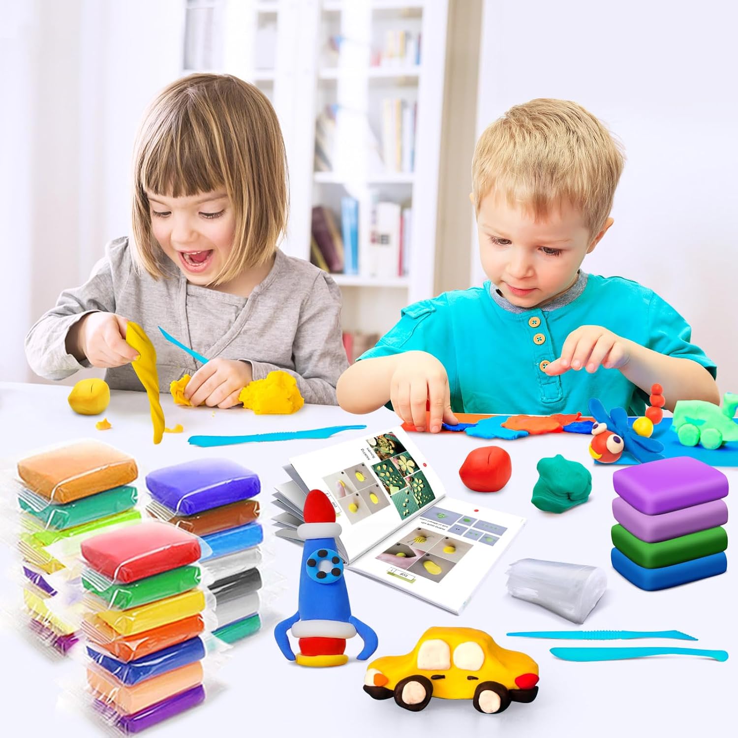 Arcilla seca al aire 100 colores, arcilla para modelar para niños, arcilla mágica de moldeo de bricolaje, regalo para niños