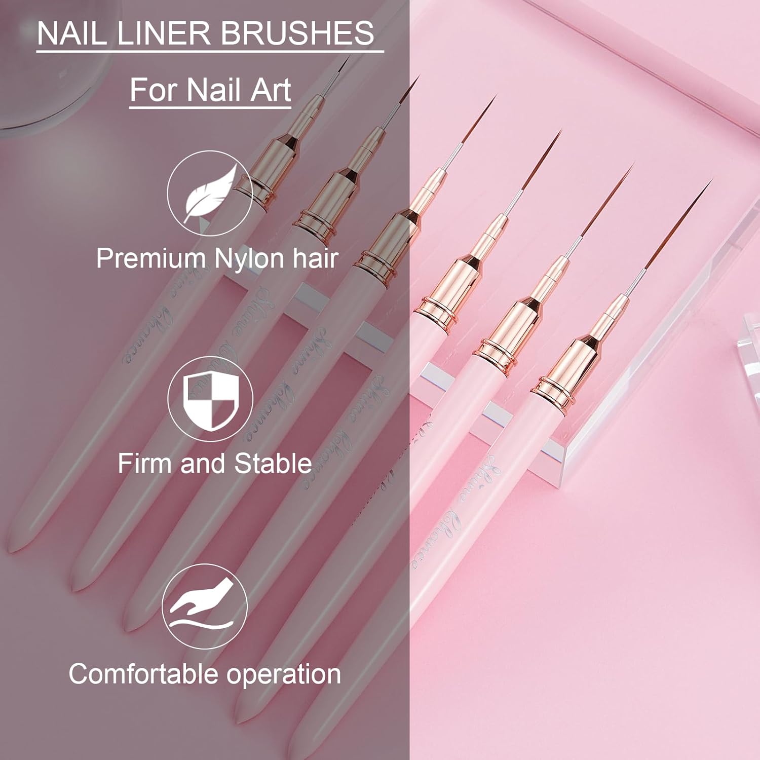 Shince Chance – Juego de pinceles para arte de uñas, 6 pinceles de diseño de uñas para esmalte de gel, dibujo fino, pequeños detalles, pintura de