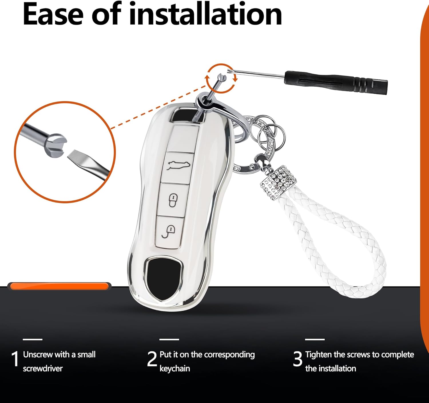 Funda para llavero Porsche con llavero de diamante para 911 Cayenne Panamera TAYCAN 3 botones entrada sin llave Accesorios de control remoto