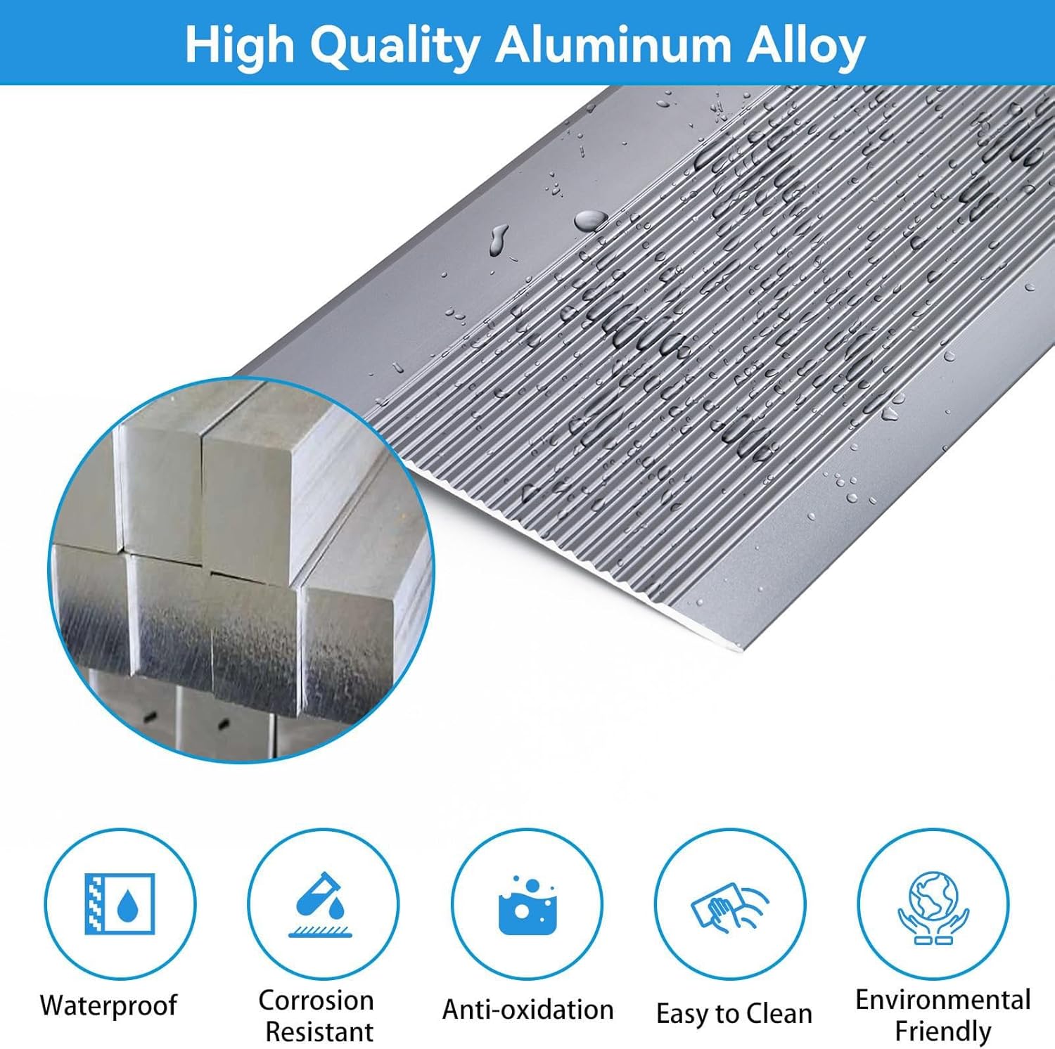 Tiras autoadhesivas para cubrir el suelo, tira de umbral de transición de piso de aluminio de madera a azulejo, tira de puerta duradera y fácil de