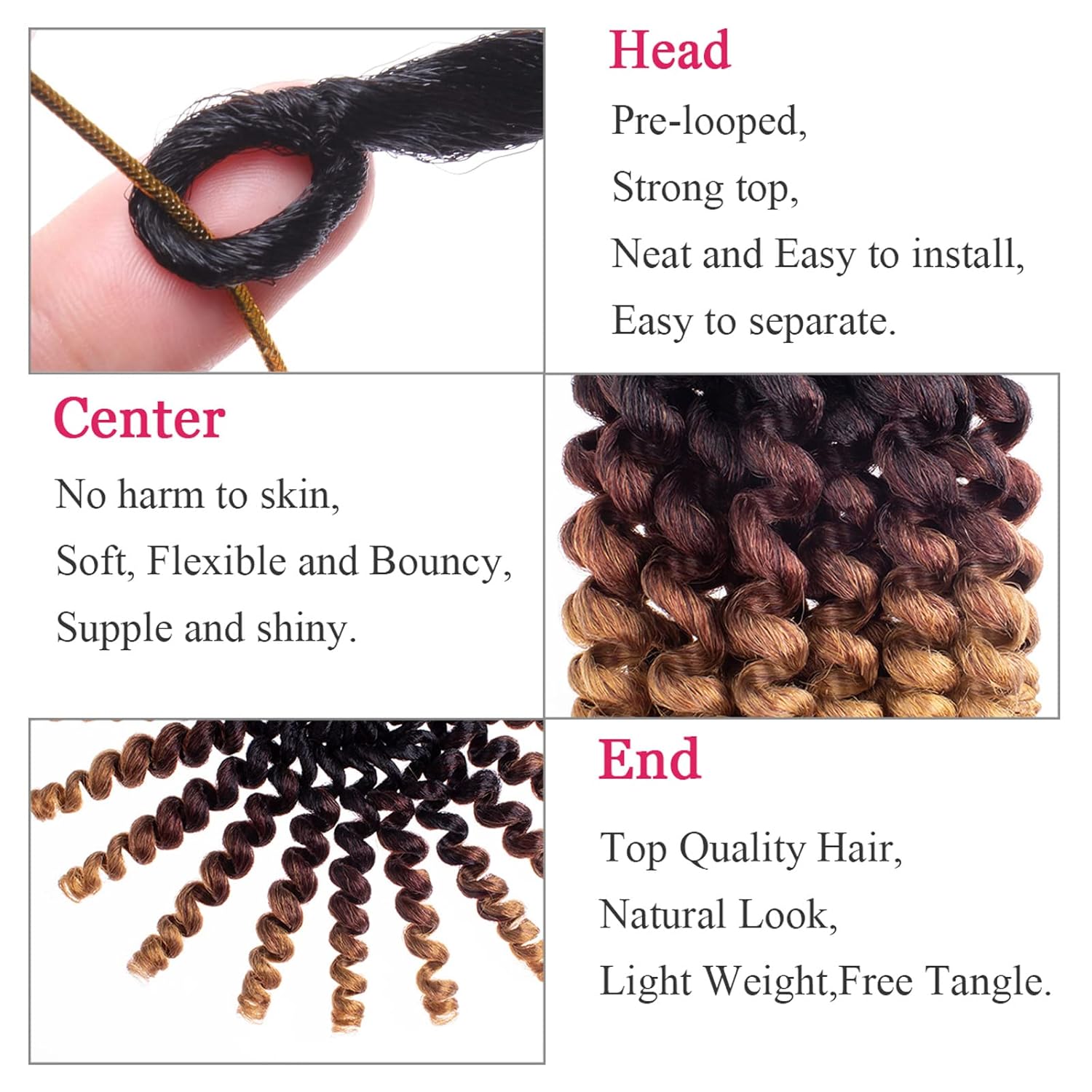 Leeven Pelo corto de 8 pulgadas de Jamaica Bounce Wand Curl Crochet Hair Senegalese Twist sintético trenzado de pelo Ombre azul Jumpy Wand Curly