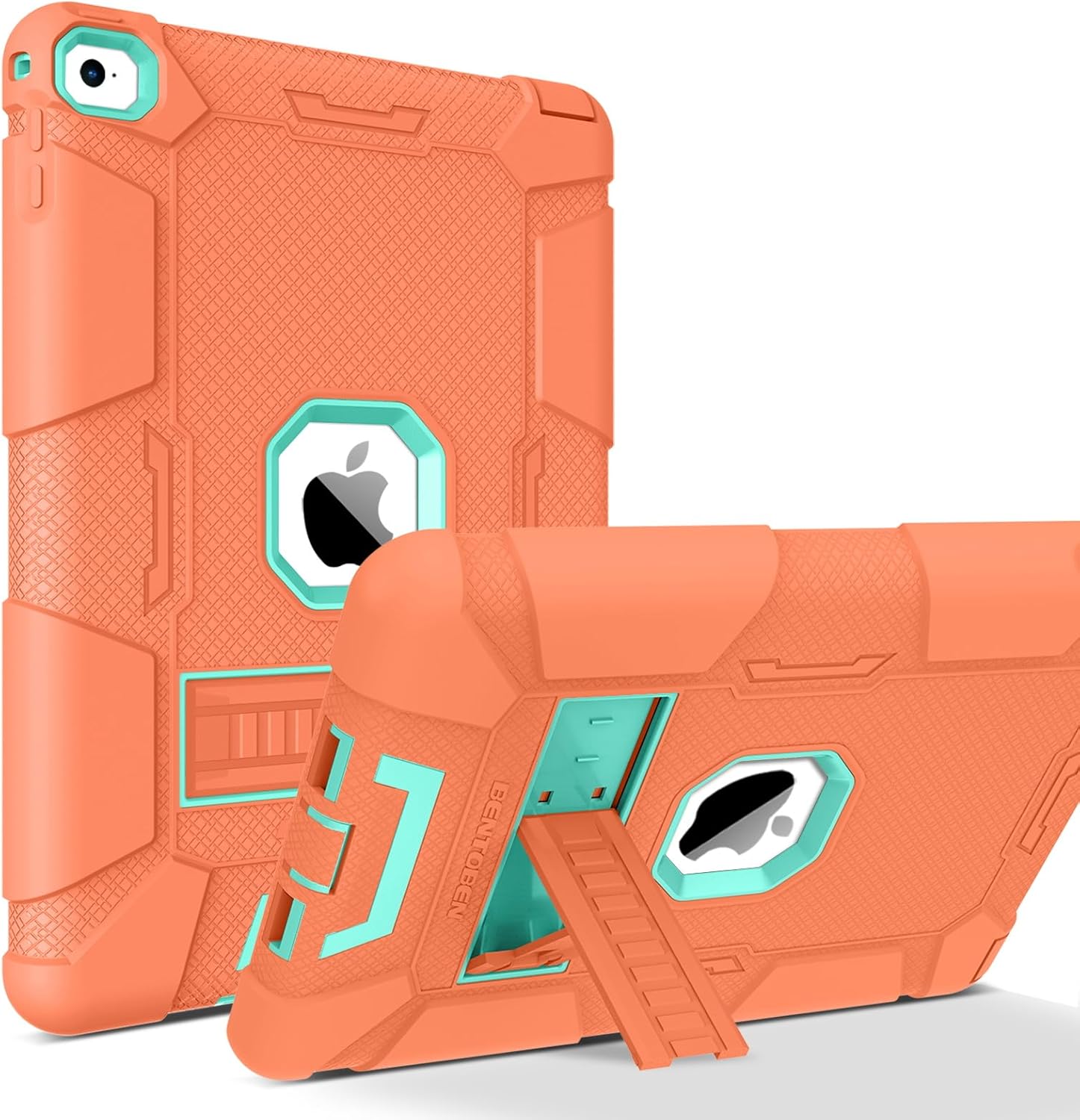 BENTOBEN Funda para iPad Air 2, híbrida a prueba de golpes con soporte, silicona protectora y material de policarbonato duro, naranjaverde